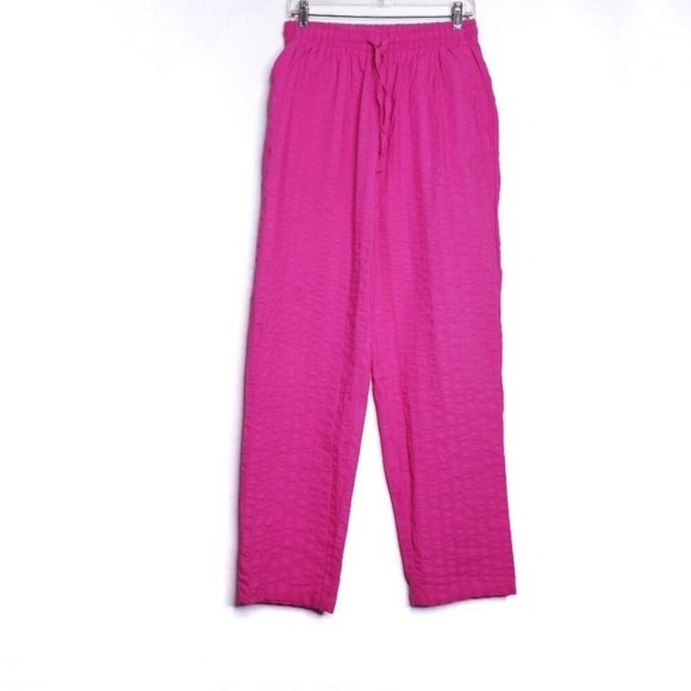 Woman Within Pink Textured Drawstring Waist Casual Pants Women's Size 12W
